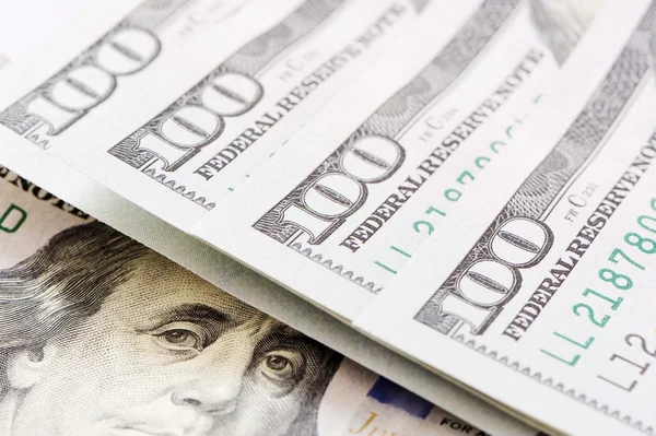 Hundred Dollar Bills. Close-up — Stock Photo, Image