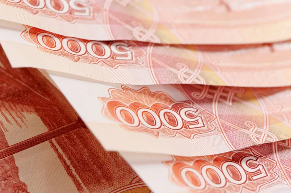 Rus beş bin Rublesi banknotlar. Yakın çekim