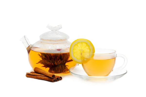 Tea with lemon and cinnamon — Stock Photo, Image