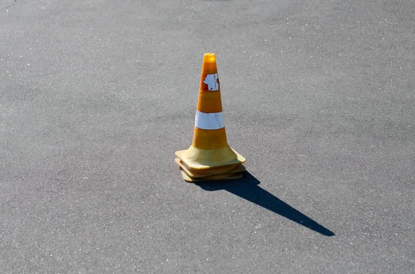 Estrada Funciona Construção Estradas Cone Carro — Fotografia de Stock