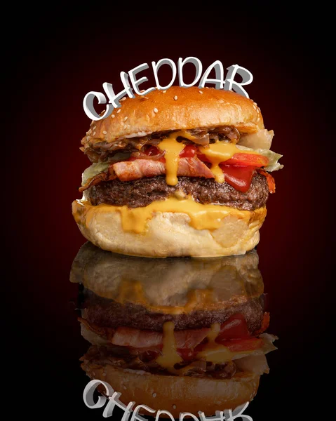 Burger Cheddar Bacon — Stock Photo, Image