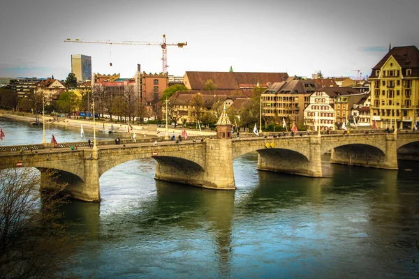 Veduta Del Ponte Città Basilea — Foto Stock