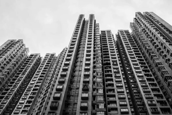 Tall Buildings Hong Kong Black White — Stock Photo, Image