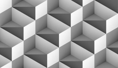 Beyaz tuğlalar. Soyut, pürüzsüz, beyaz geometri. Şeffaf gölgeli 3d arkaplan.