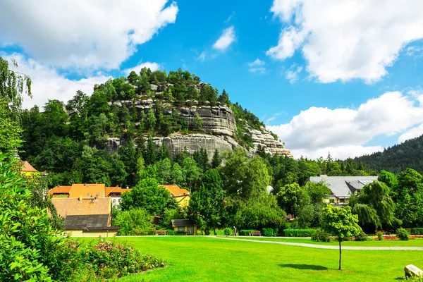 Oybin health resort, castle and monastery in Saxony, Germany Royalty Free Stock Images