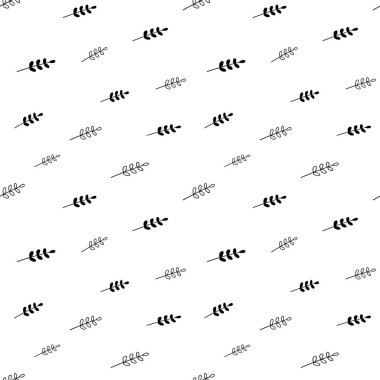 Bitkisiz desen, siyah beyaz ağaç karalama dijital kağıt, özyinelenen soyut bitkiler, monokrom bitki vektör duvar kağıdı, şirin çalı dekoratif element