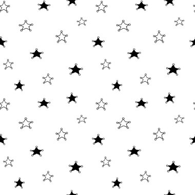 Yıldızsız desen, siyah beyaz astral karalama dijital kağıt, soyut yıldızların tekrarlaması arka plan, tek renkli yıldız vektör duvar kağıdı, şirin yıldızlı dekoratif element.