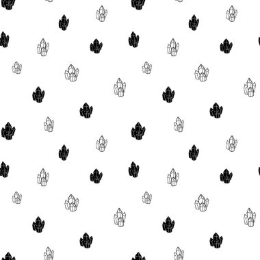 Kristal pürüzsüz desen, siyah beyaz karalama mücevheri dijital kağıt, soyut kristaller yinelenen arka plan, tek renkli tahıl vektör duvar kağıdı, şirin çakıl dekoratif element