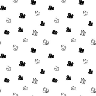 Kristal pürüzsüz desen, siyah beyaz karalama mücevheri dijital kağıt, soyut kristaller yinelenen arka plan, tek renkli tahıl vektör duvar kağıdı, şirin çakıl dekoratif element