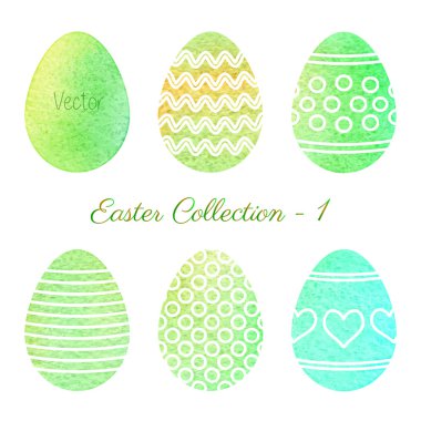 Set of watercolor Easter elements 
