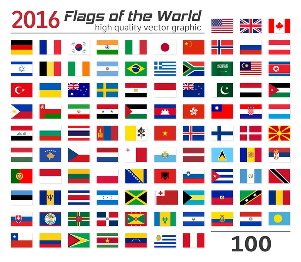 Collezione di bandiere del mondo su sfondo bianco — Vettoriale Stock