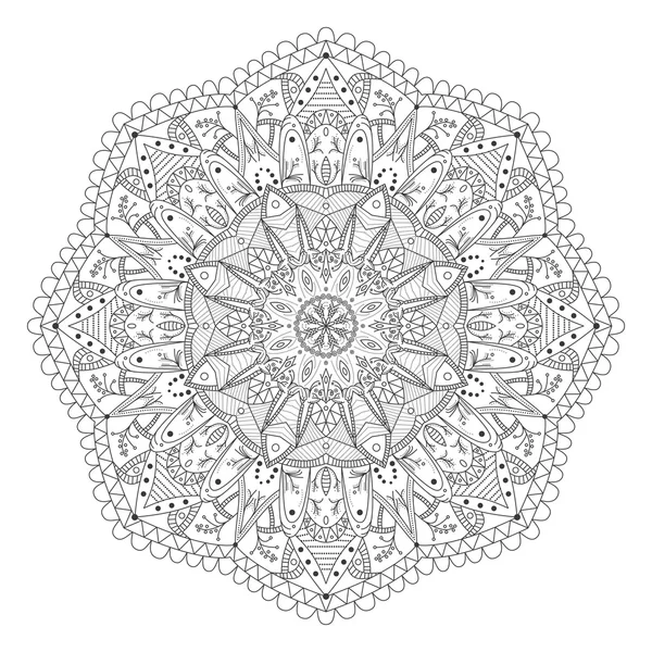 Mandala nero su sfondo bianco — Vettoriale Stock