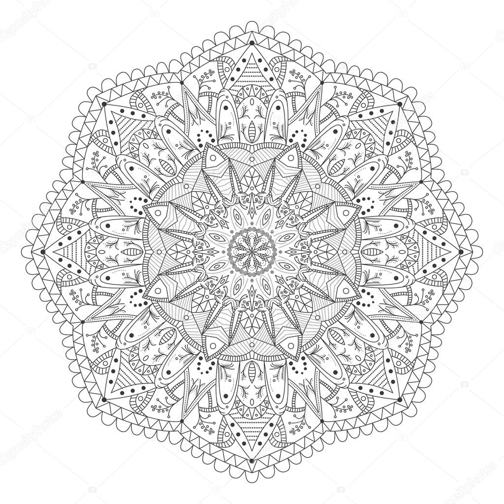 black Mandala on white background