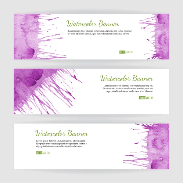 Satz Aquarell-Banner — Stockvektor