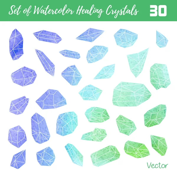 Watercolor, vector gemstones, healing crystals — Stock Vector