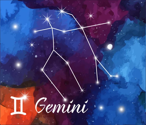 Segno zodiacale su texture galassia acquerello — Vettoriale Stock