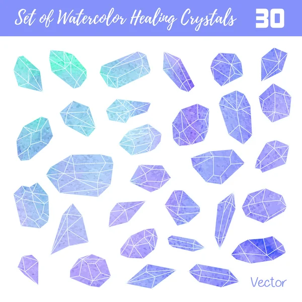 Watercolor, vector gemstones, healing crystals — Stock Vector
