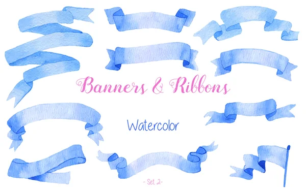 Aquarel linten en banners. — Stockvector