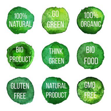 Vektör doğal organik rozetler ve etiketler 