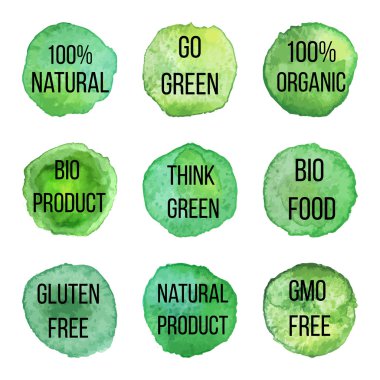 Vektör doğal organik rozetler ve etiketler 