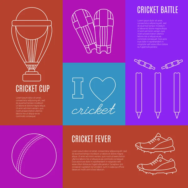 Colección de pancartas de cricket juego — Vector de stock