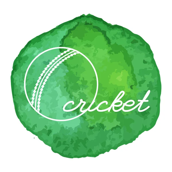 Cricket game icon on watercolor blot — Stok Vektör