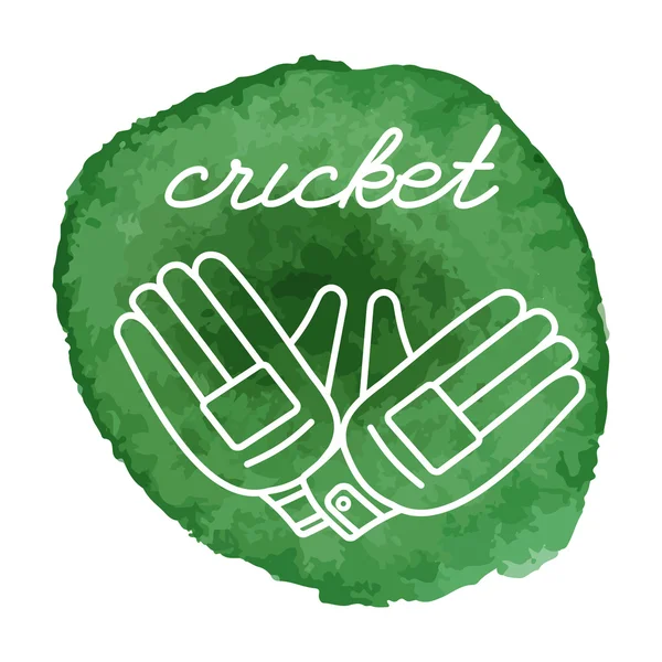 Cricket game icon on watercolor blot — Stockvector