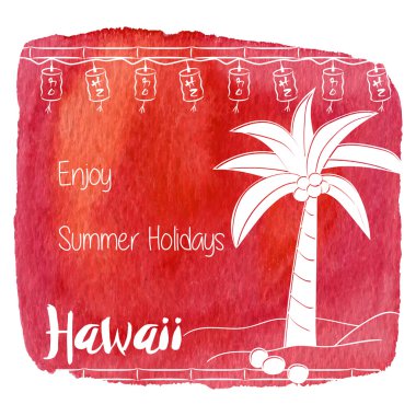 Suluboya Hawai tropikal tasarım