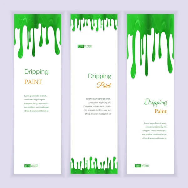 Conjunto de banners com tinta verde pingando — Vetor de Stock