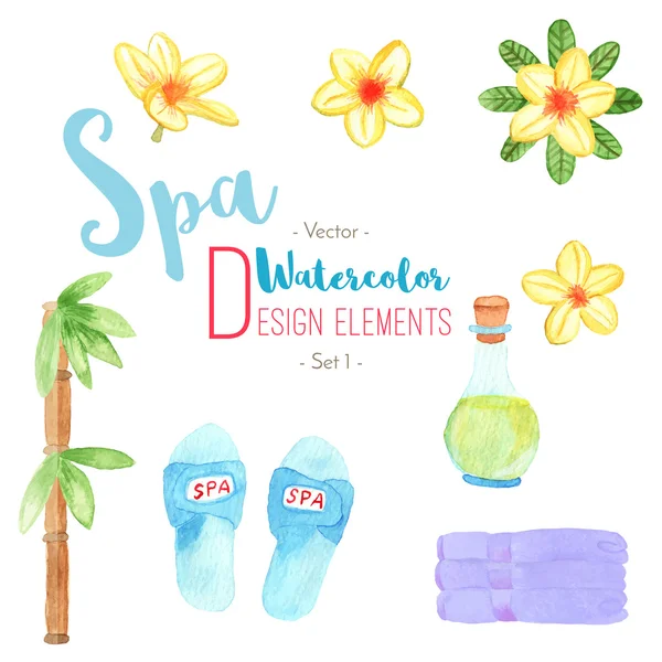 Elementos de Spa aquarela — Vetor de Stock