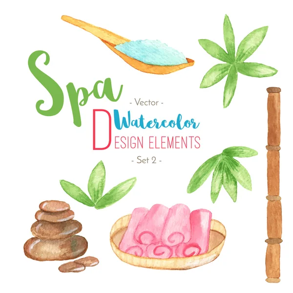 Watercolor Spa elements — Stock Vector