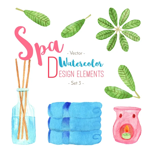 Elementos de Spa aquarela — Vetor de Stock