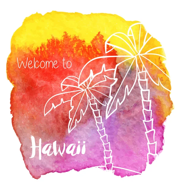 Akvarel design havajské tropické — Stockový vektor