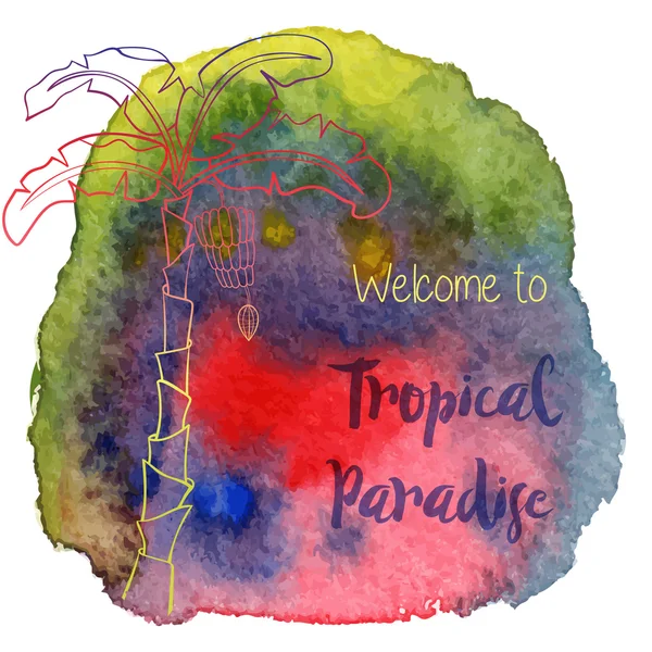 Aquarelle design tropical hawaïen — Image vectorielle