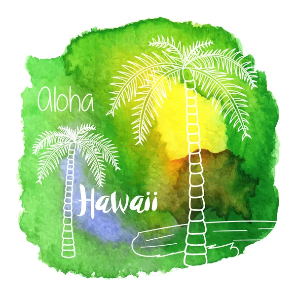 Aquarelle design tropical hawaïen — Image vectorielle