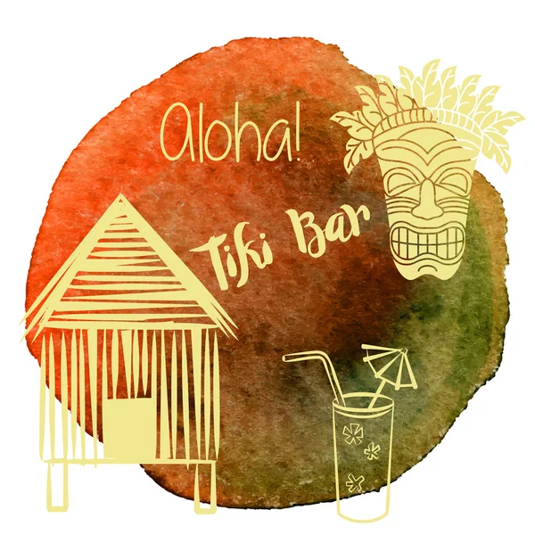 Akvarel design havajské tropické — Stockový vektor