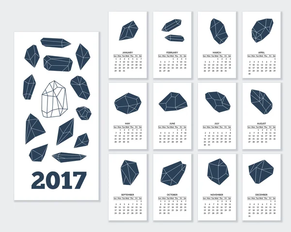 Calendario mensile parete per l'anno 2017 — Vettoriale Stock