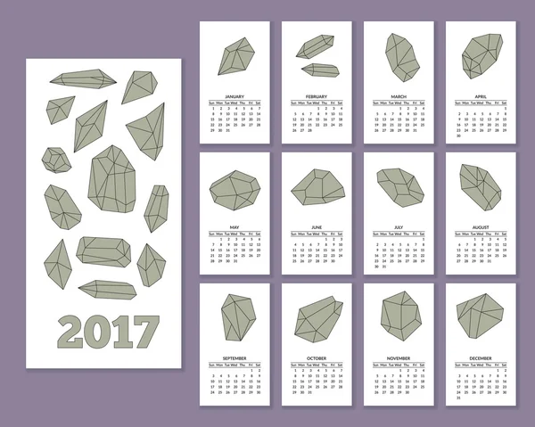 Calendario mensile parete per l'anno 2017 — Vettoriale Stock