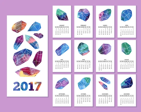 Calendario mensile parete per l'anno 2017 — Vettoriale Stock