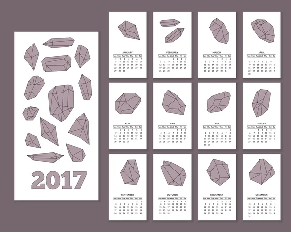 Calendario de pared mensual para el año 2017 — Vector de stock