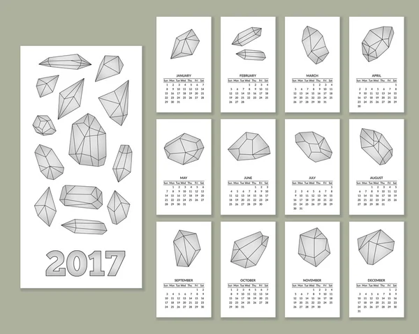 Calendario de pared mensual para el año 2017 — Archivo Imágenes Vectoriales
