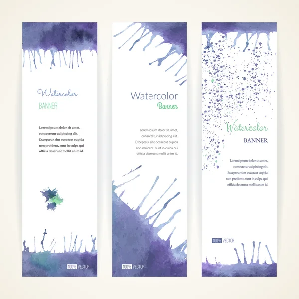 Conjunto de banners de aquarela — Vetor de Stock