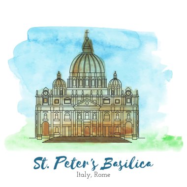 Siyah ince çizgi St. Peters Bazilikası 
