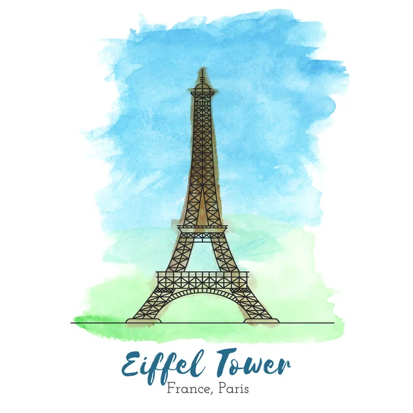 Torre Eiffel in linea sottile nera — Vettoriale Stock