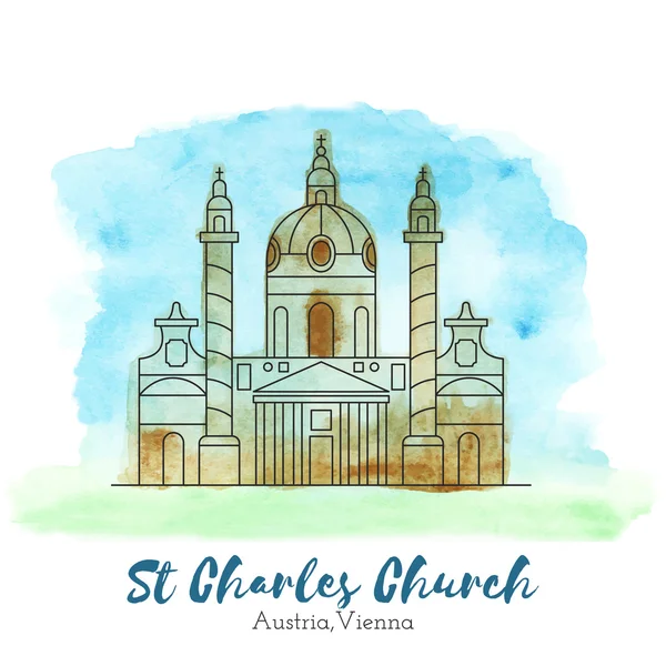 St. Charles Church i svart tunn — Stock vektor
