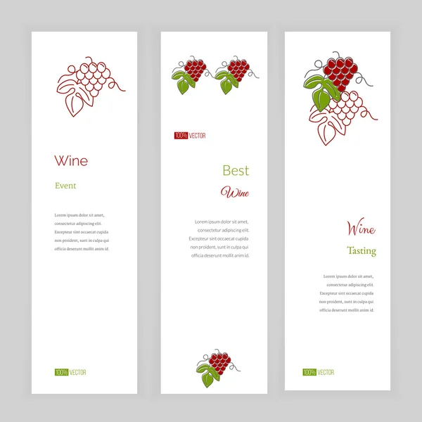 Conjunto de tarjetas de visita con uvas — Vector de stock