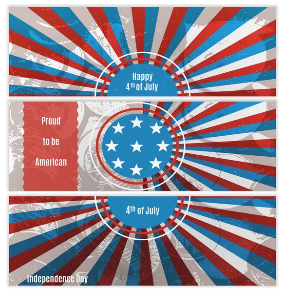 Conjunto de banderas de Día de la Independencia Americana — Vector de stock