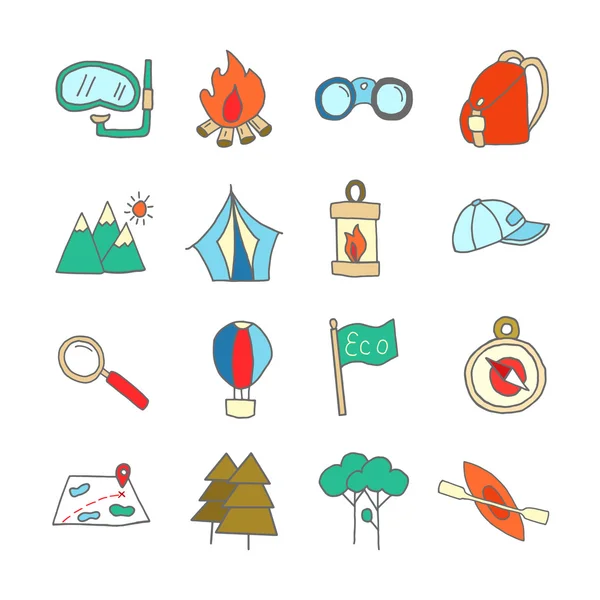 Set of ecotourism icons, nature concept — Stock Vector