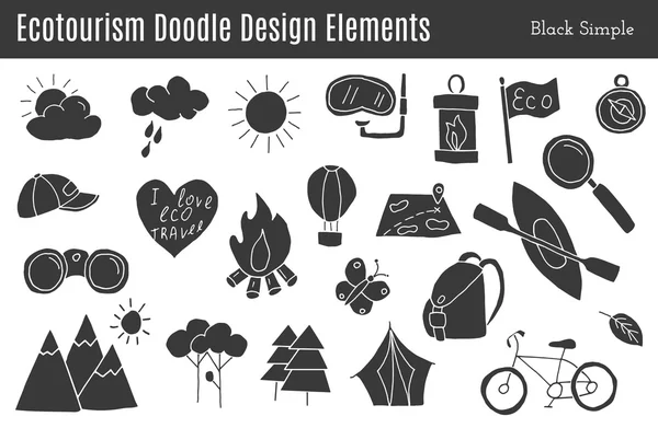 Ecoturismo doodle elementos de diseño — Vector de stock