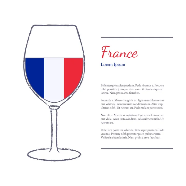 Verre à vin avec drapeau national — Image vectorielle